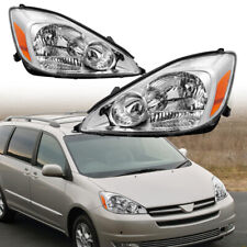 Pair Chrome Front Lamp Headlights Assembly For 2004-2005 Toyota Sienna Ce Le Xle