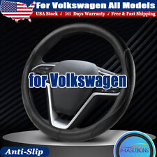 Genuine Leather Car Steering Wheel Cover Anti-slip 15inch38cm For Volkswagen Vw