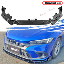 For 2023 Honda Civic Hatchback Sedan Glossy Black Front Bumper Lip Splitter Kit