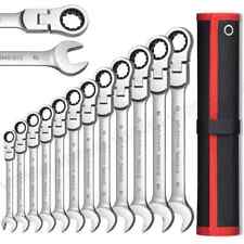 12pc Ratcheting Wrench Combination Spanner Tool Set 8-19 Mm Metric Flexible Head