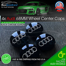 Audi Black Chrome 68mm Wheel Rim Center Hub Caps Emblem 4pc Set 4b0601170a Oe