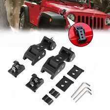 Adjustable Hood Latches Lock Catch Kit Round Hole For 2007-2018 Jeep Wrangler Jk