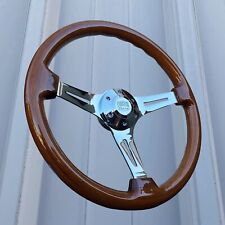 15 Light Real Wood Steering Wheel Tri Spoke 6 Hole Chevy Ford Gmc