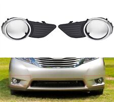Pair Front Bumper Fog Light Cover Chrome Trim For 2011-2017 Toyota Sienna Xle