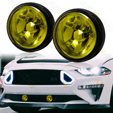 Universal 3.5 Round Chrome Housing Yellow Lens Fog Driving Lights Lampsswitch