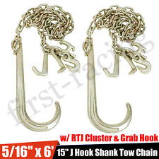 2 Pcs 15 J Hook Tow Chain 516 X 6 Long Shank W Rtj Cluster Grab Hook