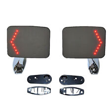 Truck Square Rectangle Chrome Outside Rearview Led Turn Signal Door Mirrors Pair