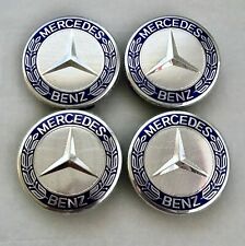 4pcs For Mercedes-benz 75mm Classic Dark Blue Wheel Center Hub Caps Amg Wreath