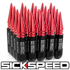 Sickspeed 20pc Black Red Spiked Aluminum 108mm 3 Pc Lug Bolt 12x1.5 B01