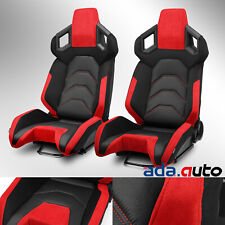 Pure Seriespure Blackred Reclinable Pvc Racing Seats Car Seats Pair Wslider