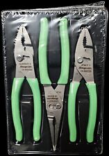 New Snap-on Tools Usa Green 3pc Soft Grip Slip Joint Pliers Lot Set Pl347acf
