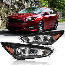 Fit For 2015-2018 Ford Focus Black Headlights Assembly Pair Wo Led Drl Wbulbs