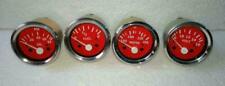 2 52mm Electrical Water Temp Oil Pressure Fuel Volt Gauge Red White Chrome