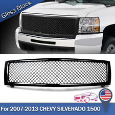 For 07-13 Chevy Silverado 1500 Gloss Front Upper Bumper Mesh Grille Grill Frame