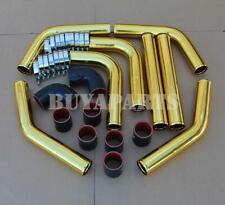 2.5 Diy Gold Aluminum 8x Turbo Intercooler Piping Kit Black Coupler Universal