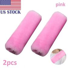 2pcs Faux Sheepskin Plush Car Auto Seat Belt Shoulder Pads Cover Cushions Pink