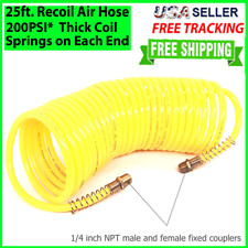25ft 14 Recoil Air Hose Re Coil Spring Ends Pneumatic Compressor Tools 200psi