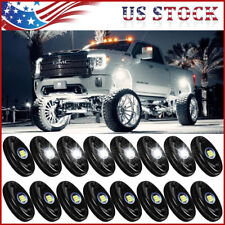 Waterproof Pure White Led Rock Lights 16x Pods For Atv Jeep Off Road Boat Black