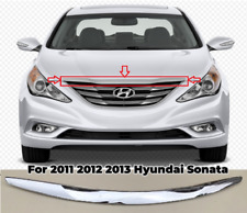 Fit 2011-2013 Hyundai Sonata Chrome Front Upper Hood Grille Molding Trim