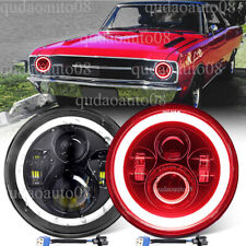 Fit Dodge Dart 1964-1976 Ramcharger D100 7 Inch Round Led Headlights Red Halo
