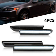 For 2004-08 Acura Tl 4pcs Frontrear White Led Side Marker Lights Lamps Smoked